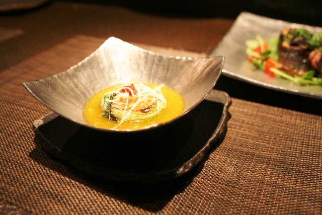 錫製和食器【高台付角深鉢】